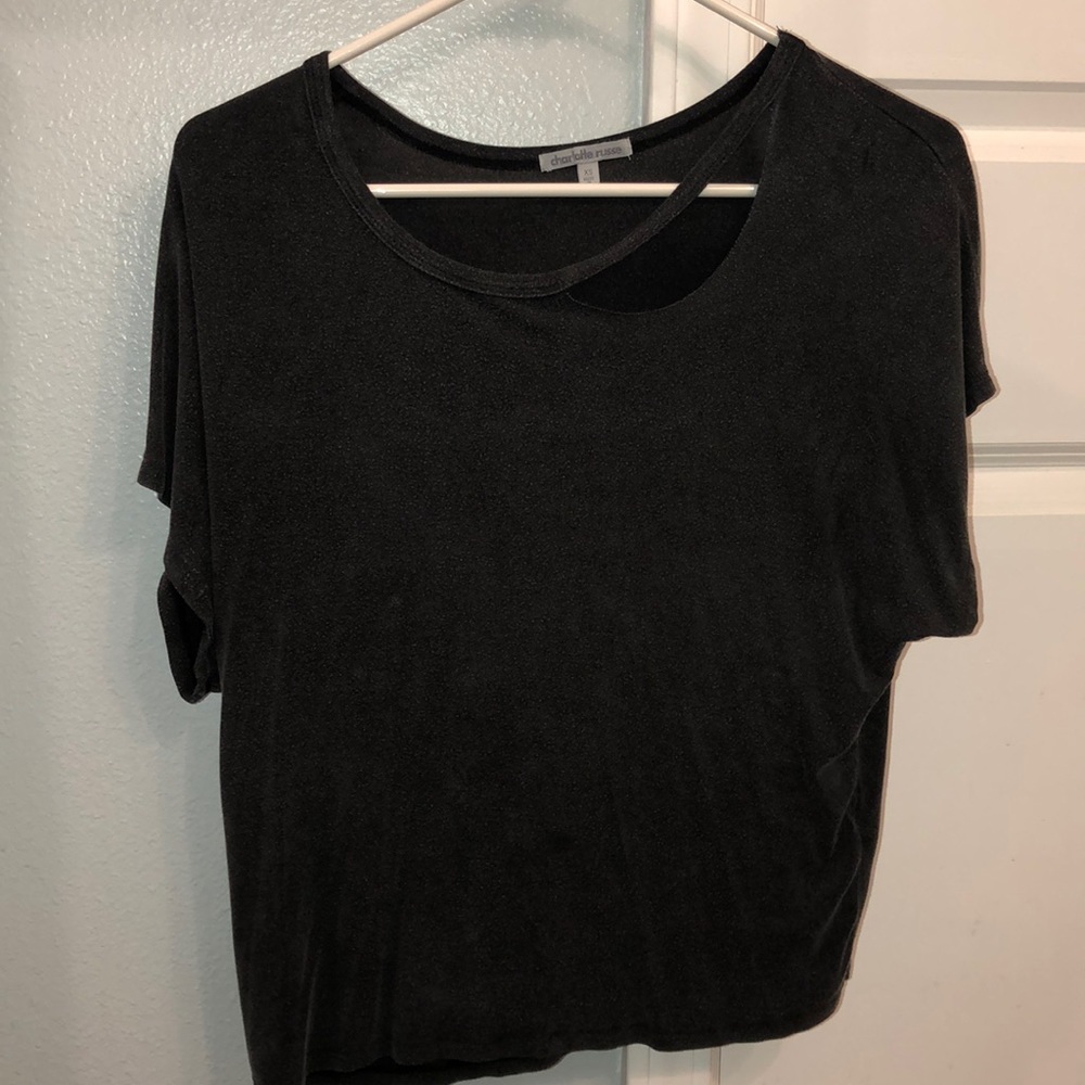 Grey loose cutout tee